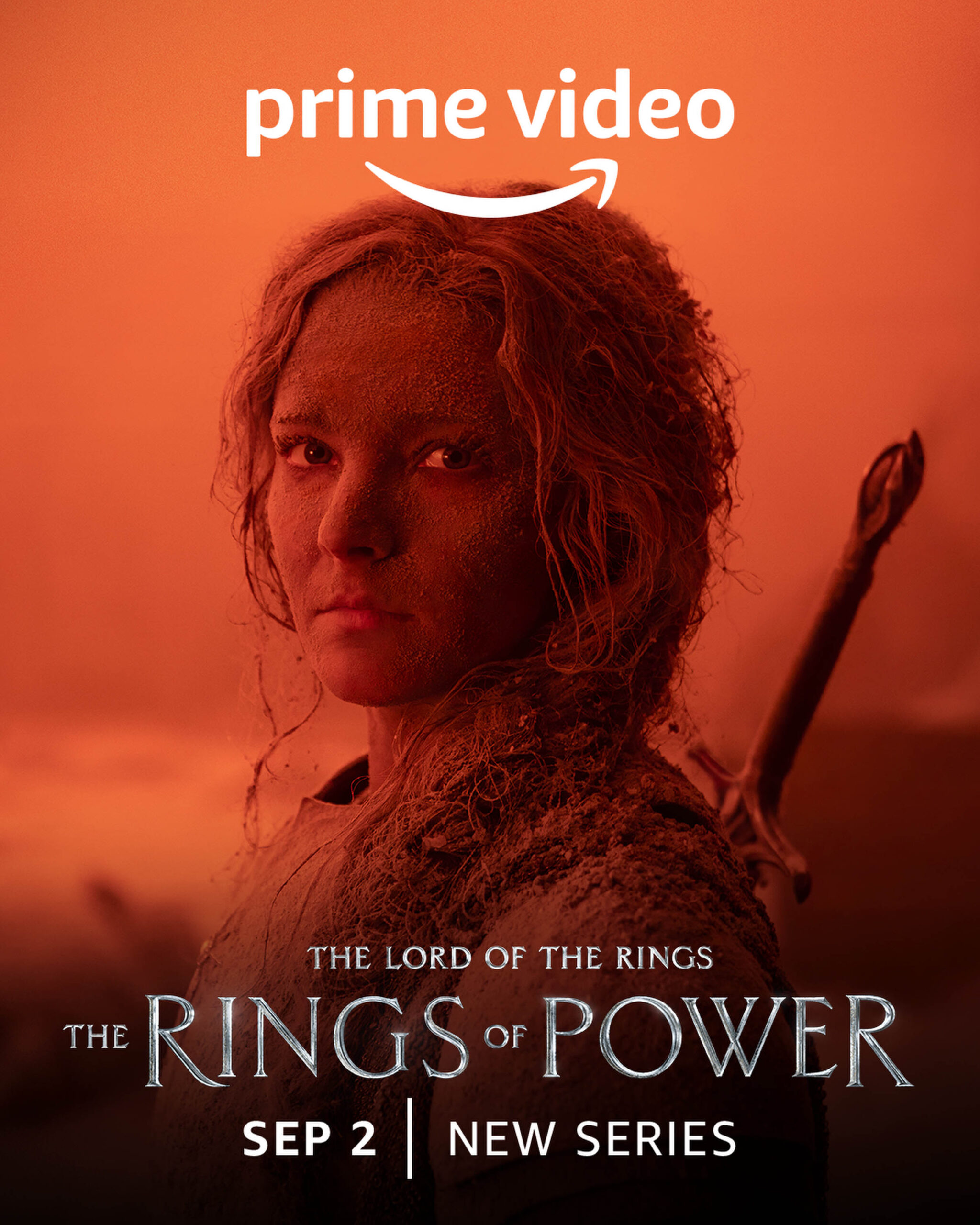 Morfydd Clark come Galadriel - Il signore degli anelli Gli anelli del Potere - Character Poster (SDCC 2022) [credit: Crediti: Copyright Amazon Studios; courtesy of Prime Video]