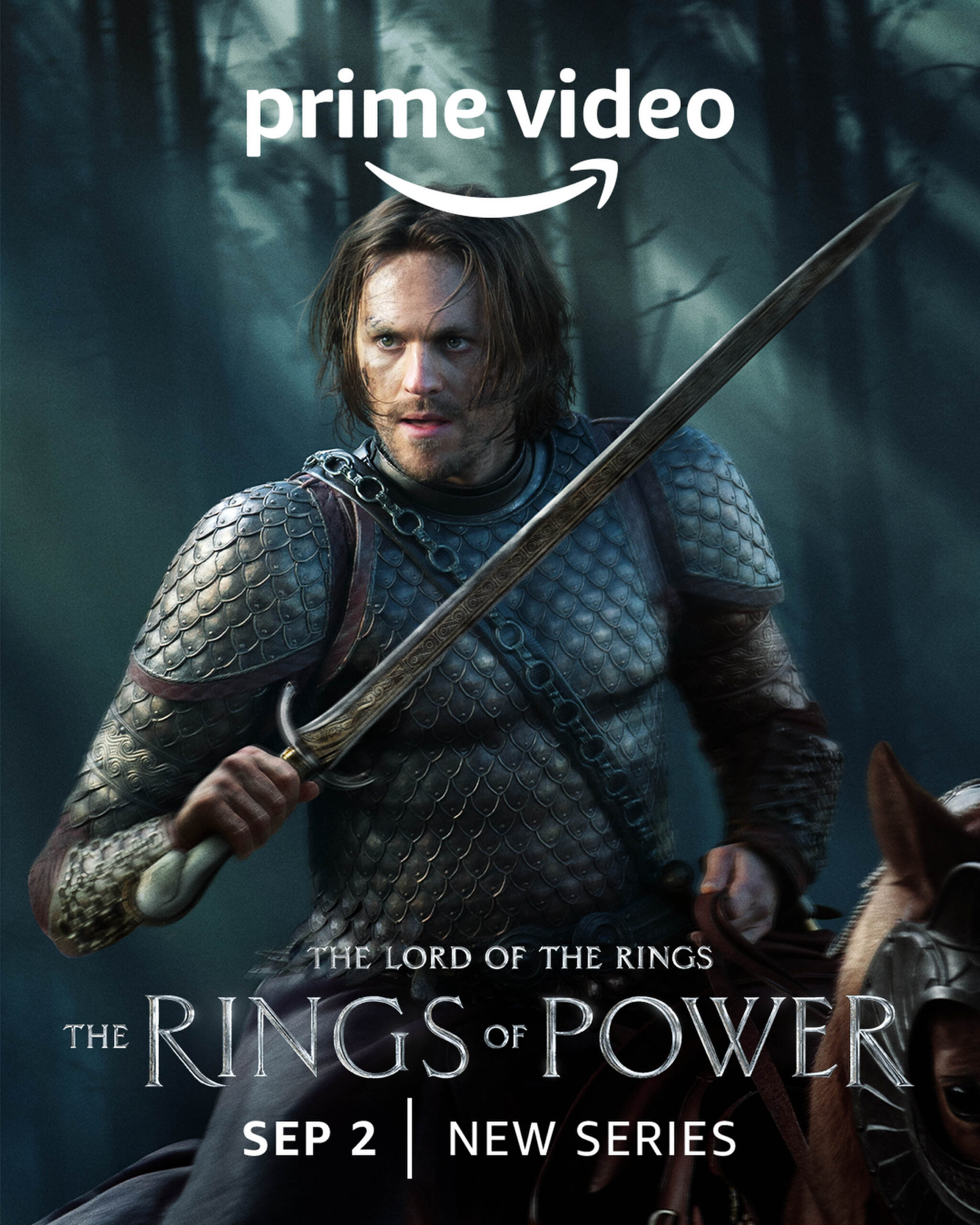 Charlie Vickers come Halbrand - Il signore degli anelli Gli anelli del Potere - Character Poster (SDCC 2022) [credit: Crediti: Copyright Amazon Studios; courtesy of Prime Video]