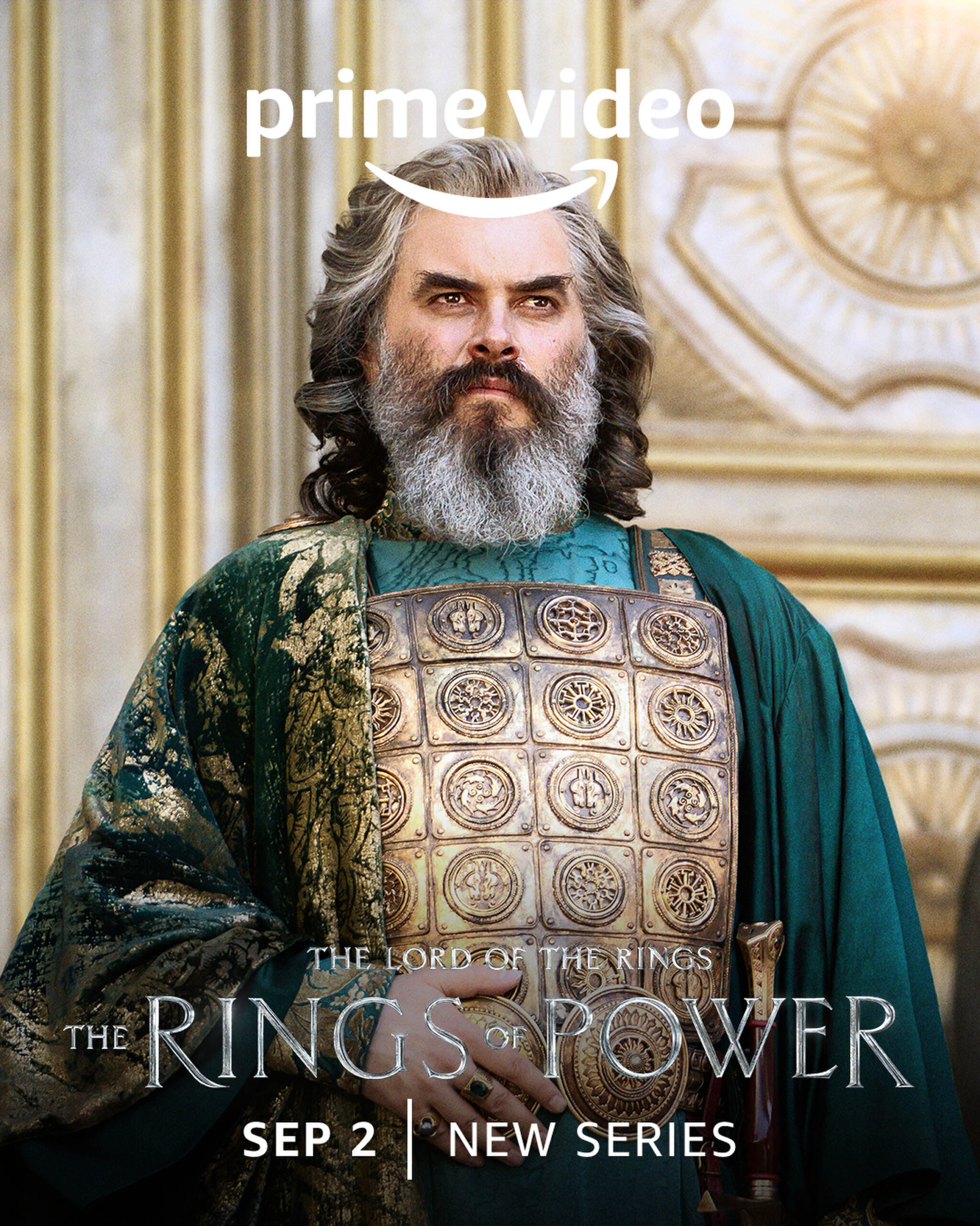 Trystan Gravelle come Pharazôn - Il signore degli anelli Gli anelli del Potere - Character Poster (SDCC 2022) [credit: Crediti: Copyright Amazon Studios; courtesy of Prime Video]