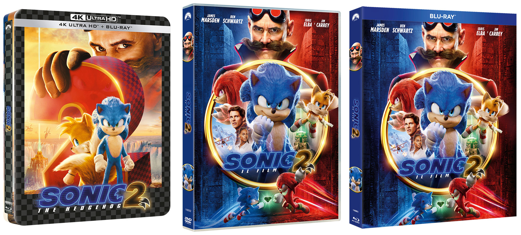 Sonic 2 - Il Film  in DVD, Blu-ray e Steelbook 4K UHD con Blu-ray