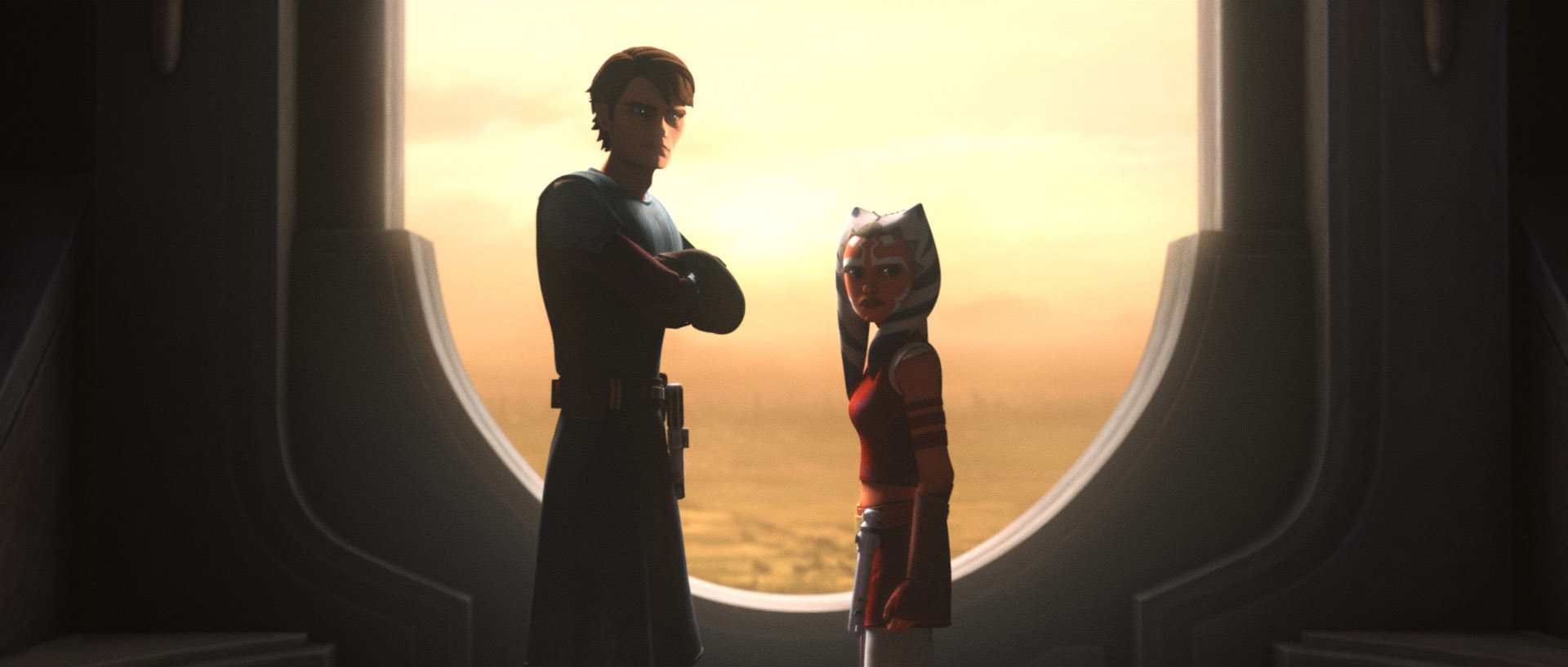 (S-D) Anakin Skywalker e Ahsoka Tano da Star Wars: Tales Of The Jedi [credit: Lucasfilm; Copyright 2022 Lucasfilm Ltd. and TM. All Rights Reserved; courtesy of Disney]