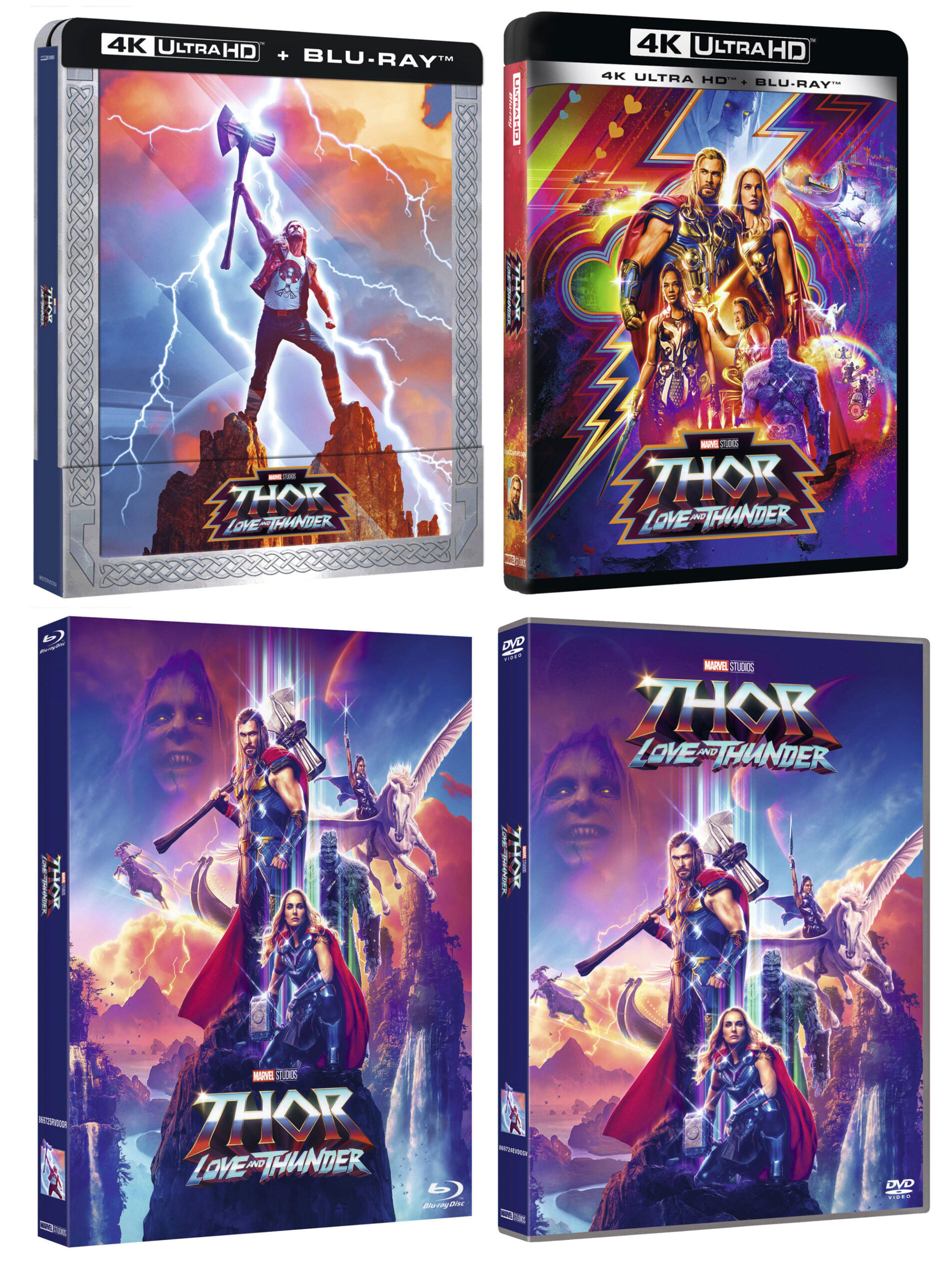 Thor: Love and Thunder nei formati DVD, Blu-ray, 4K e una steelbook da collezione in 4K
