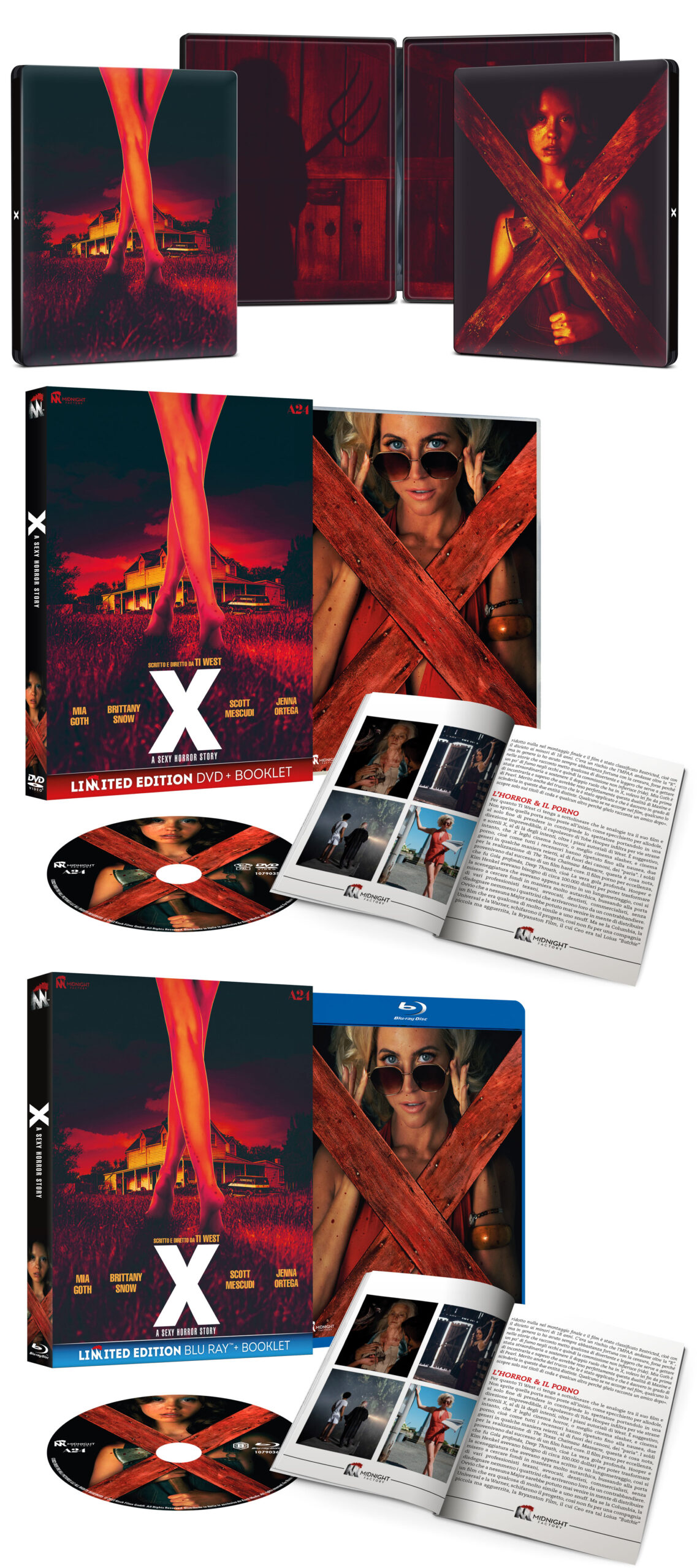 X - A Sexy Horror Story in DVD, Blu-ray e Steelbook 4K UHD + Blu-ray