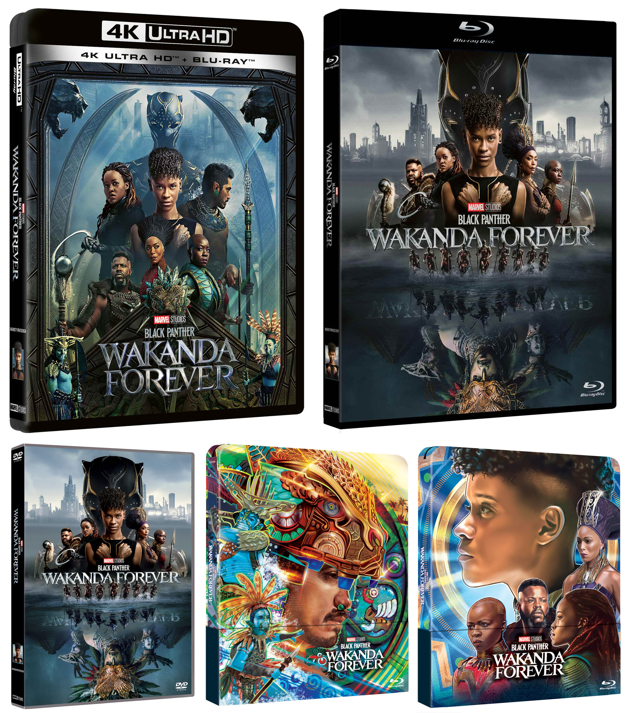 Black Panther: Wakanda Forever in DVD, Blu-Ray, 4K e due Steelbook da collezione in 4K