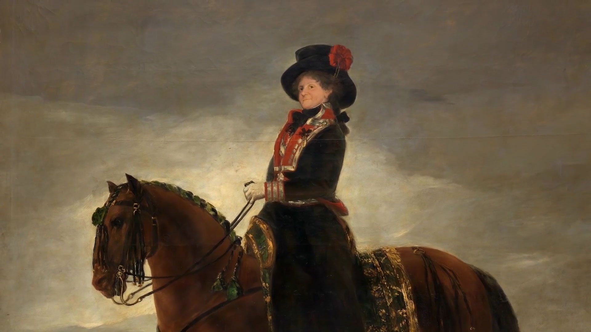 L'ombra Di Goya, Julian Schnabel su riproduzione dipinto 'La Regina Maria Luisa a cavallo' e riferimento a film 'Van Gogh. Sulla soglia dell'eternità'