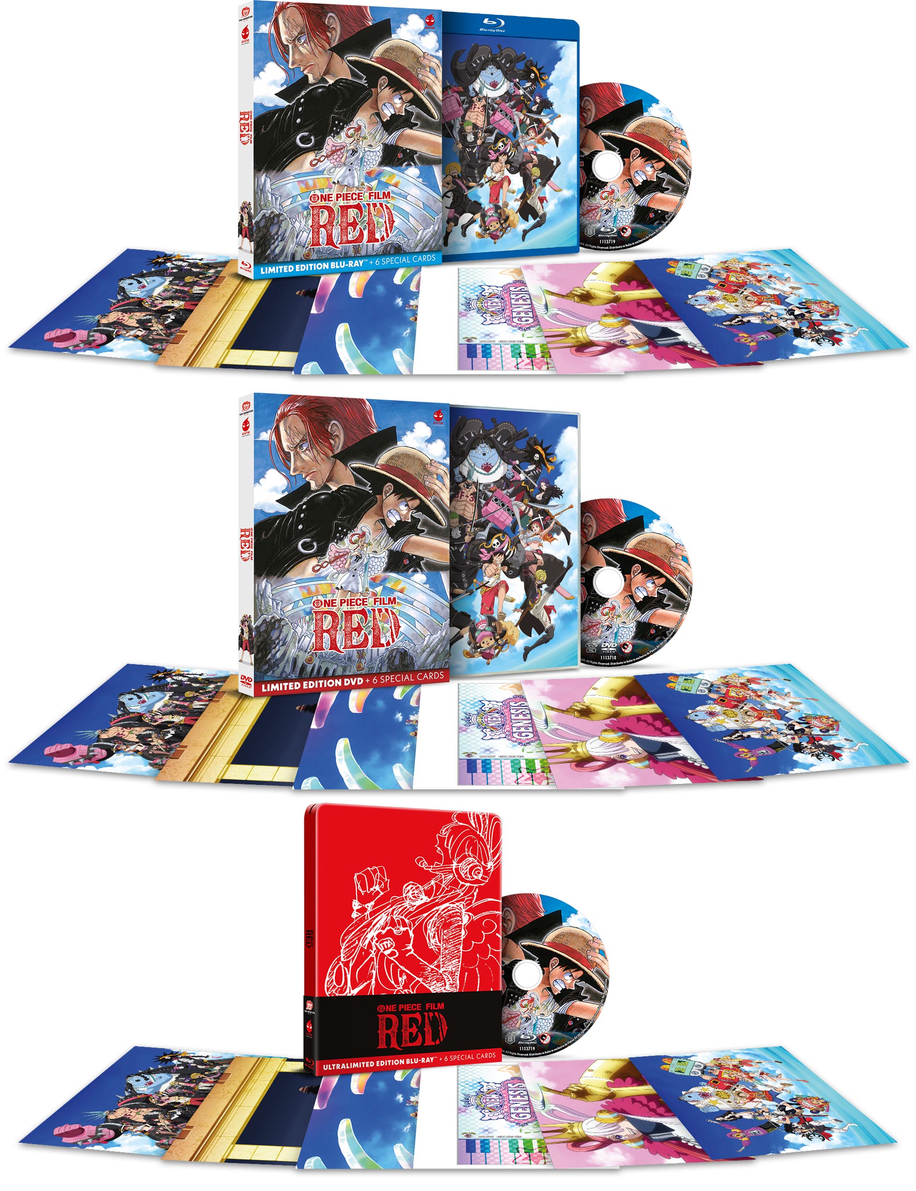 One Piece Film: RED  in DVD, Blu-ray e Steelbook Blu-ray