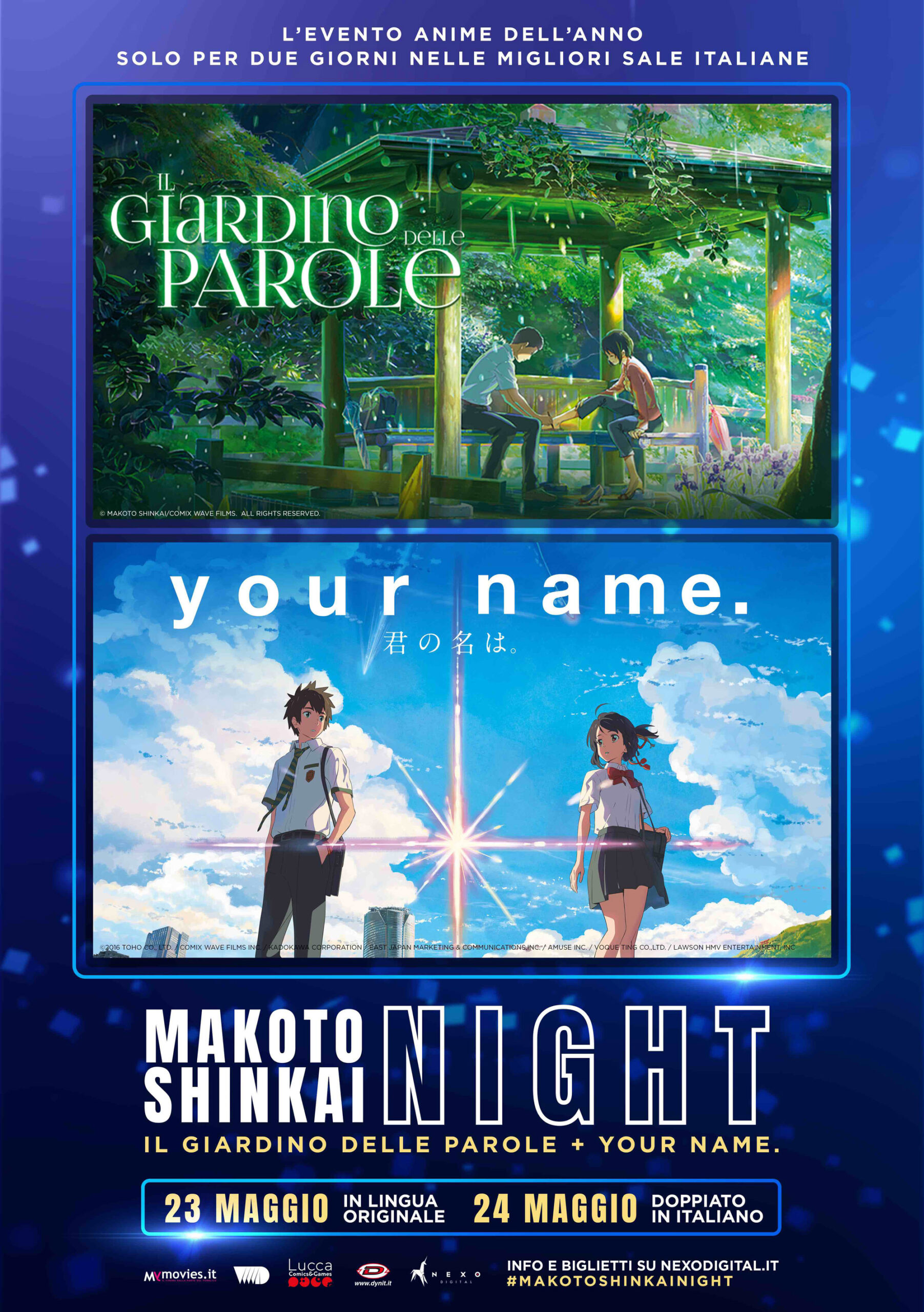 Poster Makoto Shinkai Night 23-24 maggio 2023