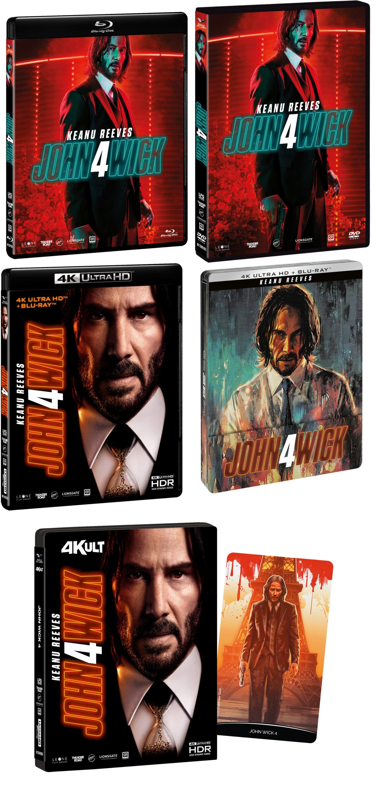 John Wick 4 in DVD, Blu-ray, 4K, Steelbook