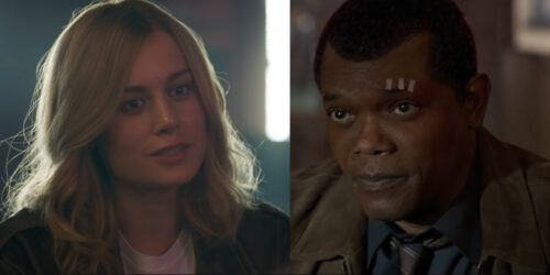 Samuel L. Jackson e Brie Larson in due scene da trailer Captain Marvel