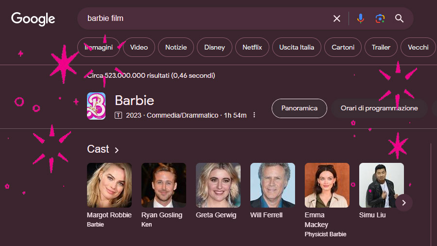 Barbie film Google rosa