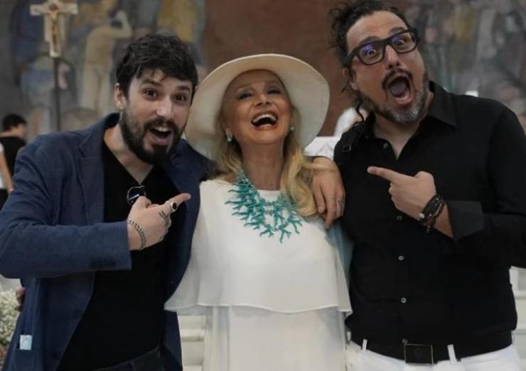 Barbara Bouchet con i figli Alessandro e Massimiliano