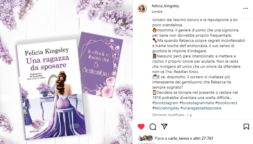 Felicia Kingsley svela cover e trama del suo nuovo romanzo, 'Una ragazza da  sposare