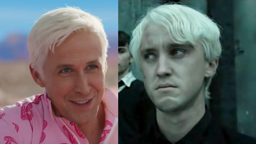 Ryan Gosling in Barbie e Tom Felton in Harry Potter 7