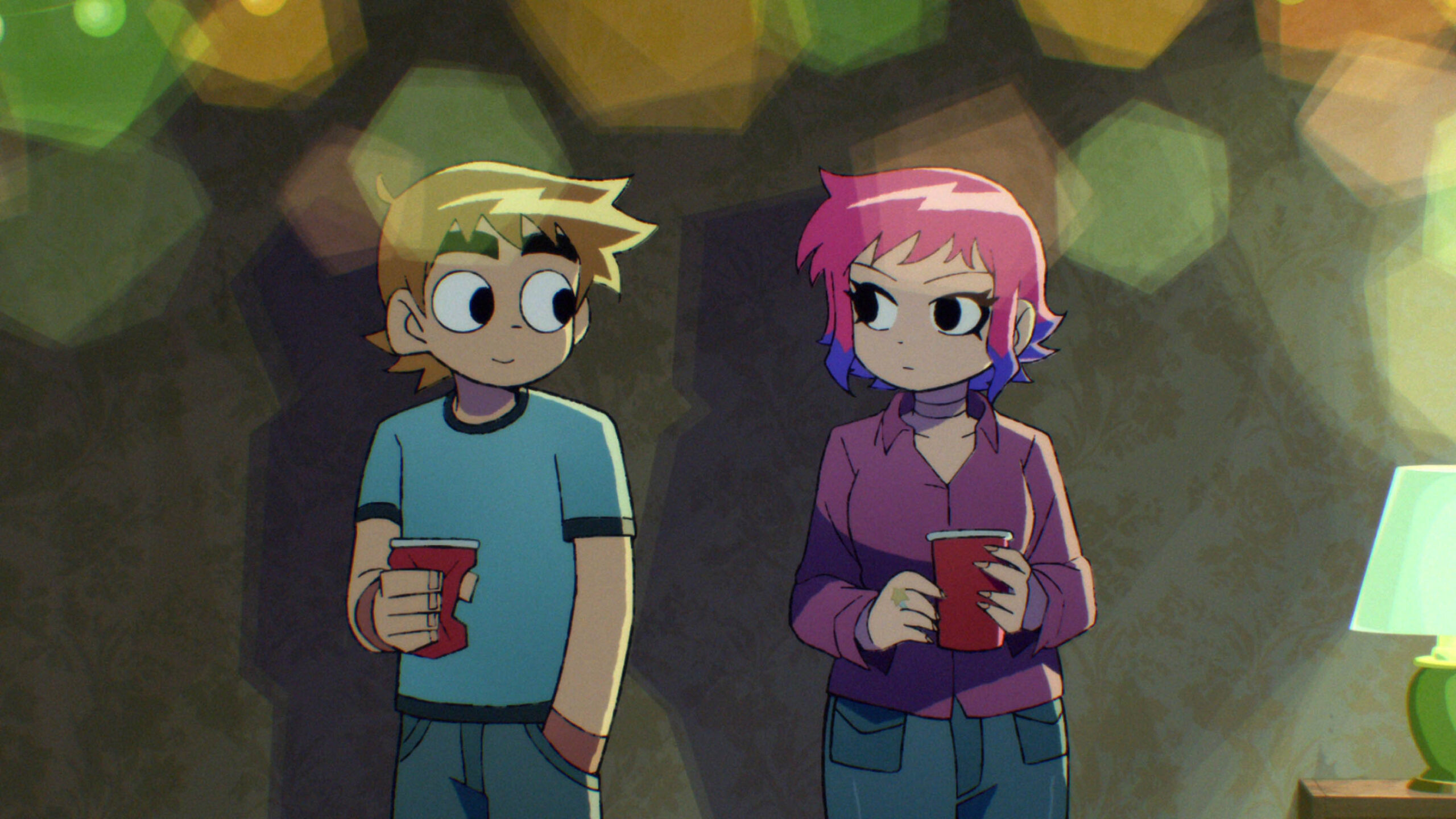 Michael Cera come Scott Pilgrim e Mary Elizabeth Winstead come Ramona Flowers in Scott Pilgrim Takes Off 1x01 [credit: courtesy of Netflix]