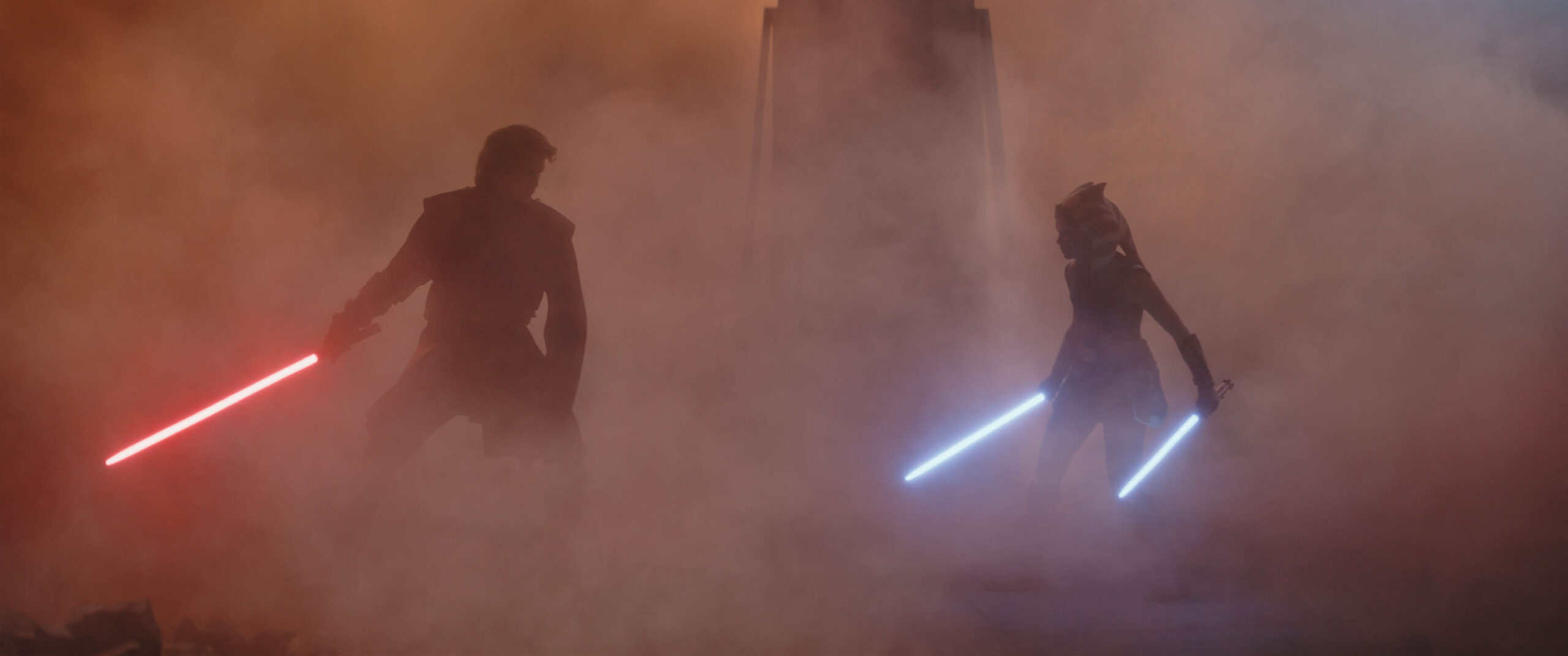 (S-D) Anakin Skywalker (Hayden Christensen) e Ahsoka Tano (Ariana Greenblatt) in Ahsoka 1x05 [credit: Copyright 2023 Lucasfilm Ltd. and TM. All Rights Reserved; courtesy of Disney]