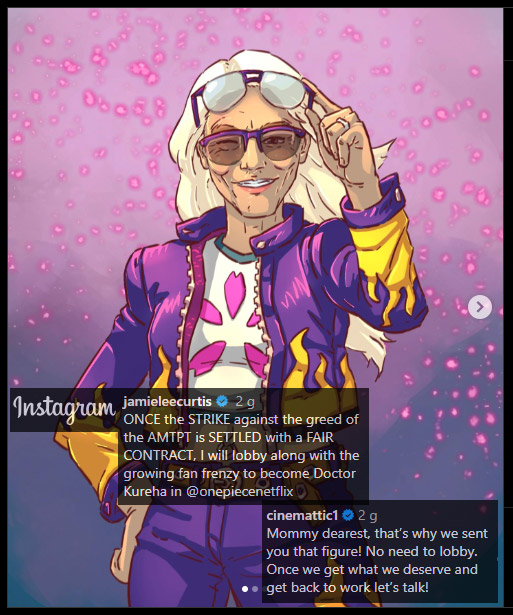 Jamie Lee Curtis si propone a Netflix per interpretare Kureha in One Piece 2 [credit: Instagram: jamieleecurtis]