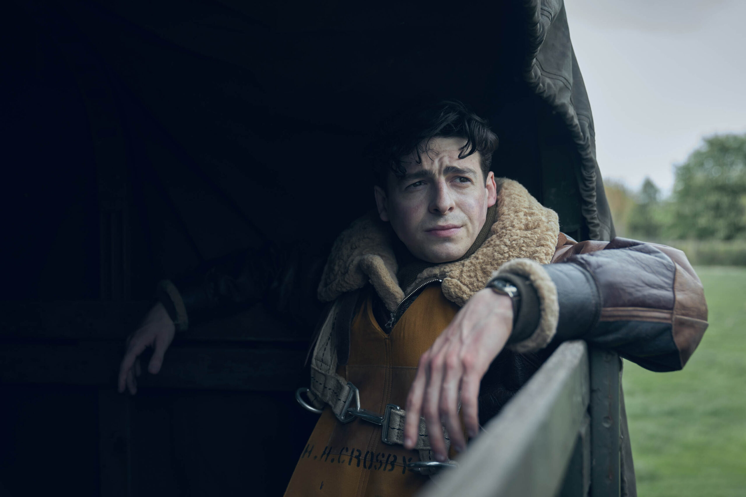 Anthony Boyle in Masters of the Air 1x01 [credit: Robert Viglasky; courtesy of Apple]